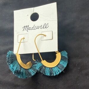 Madewell Gold and Teal Fringe Earrings
